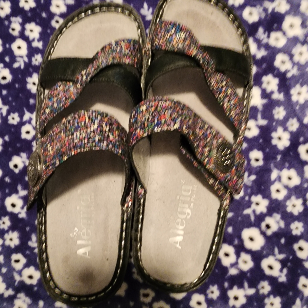 Alegria Slide on sandel. Multiple  colors.  Black sole.Brand New. As is.